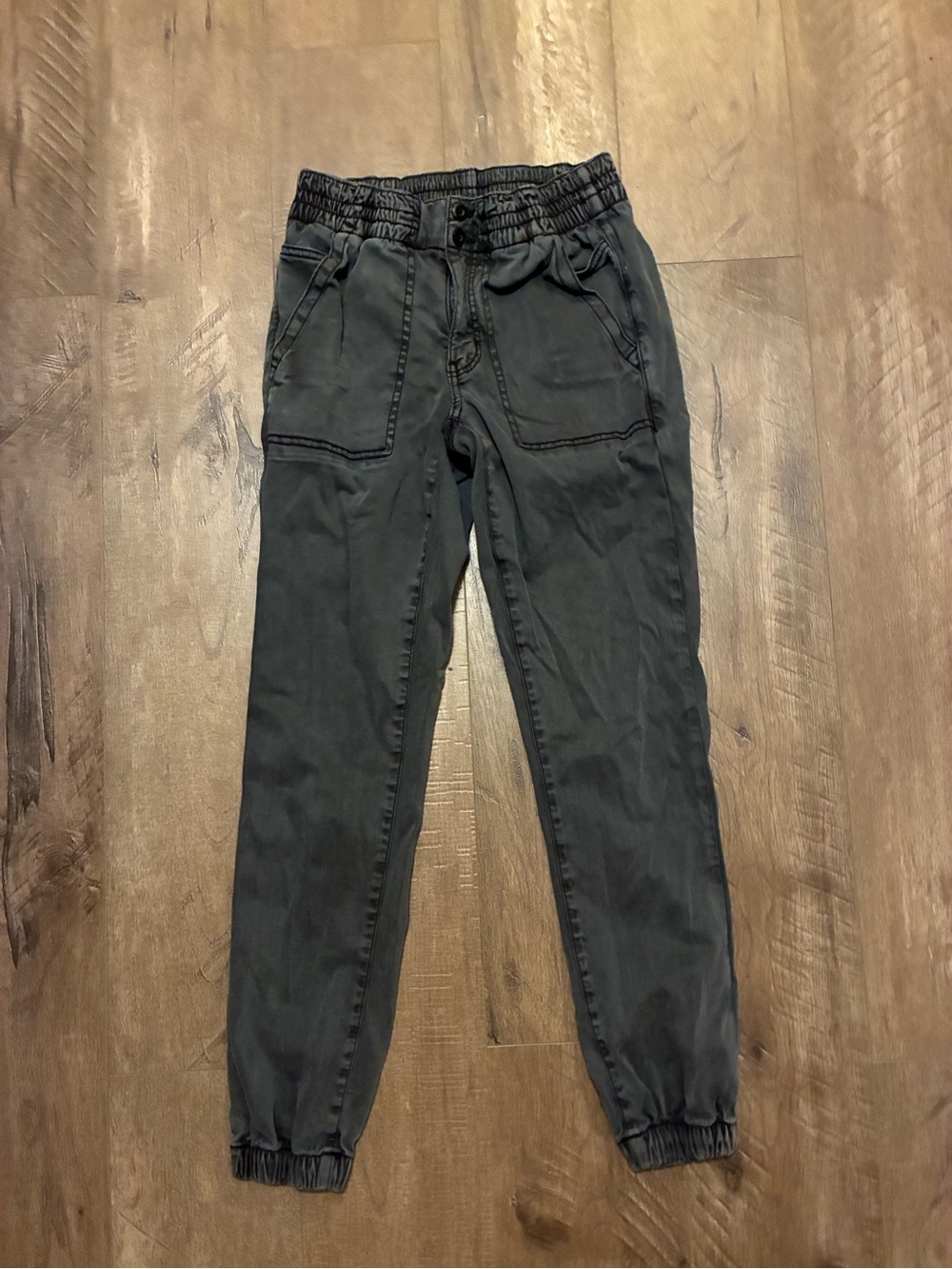 American Eagle Outfitters Charcoal Elastic-Waist Jogger Pants